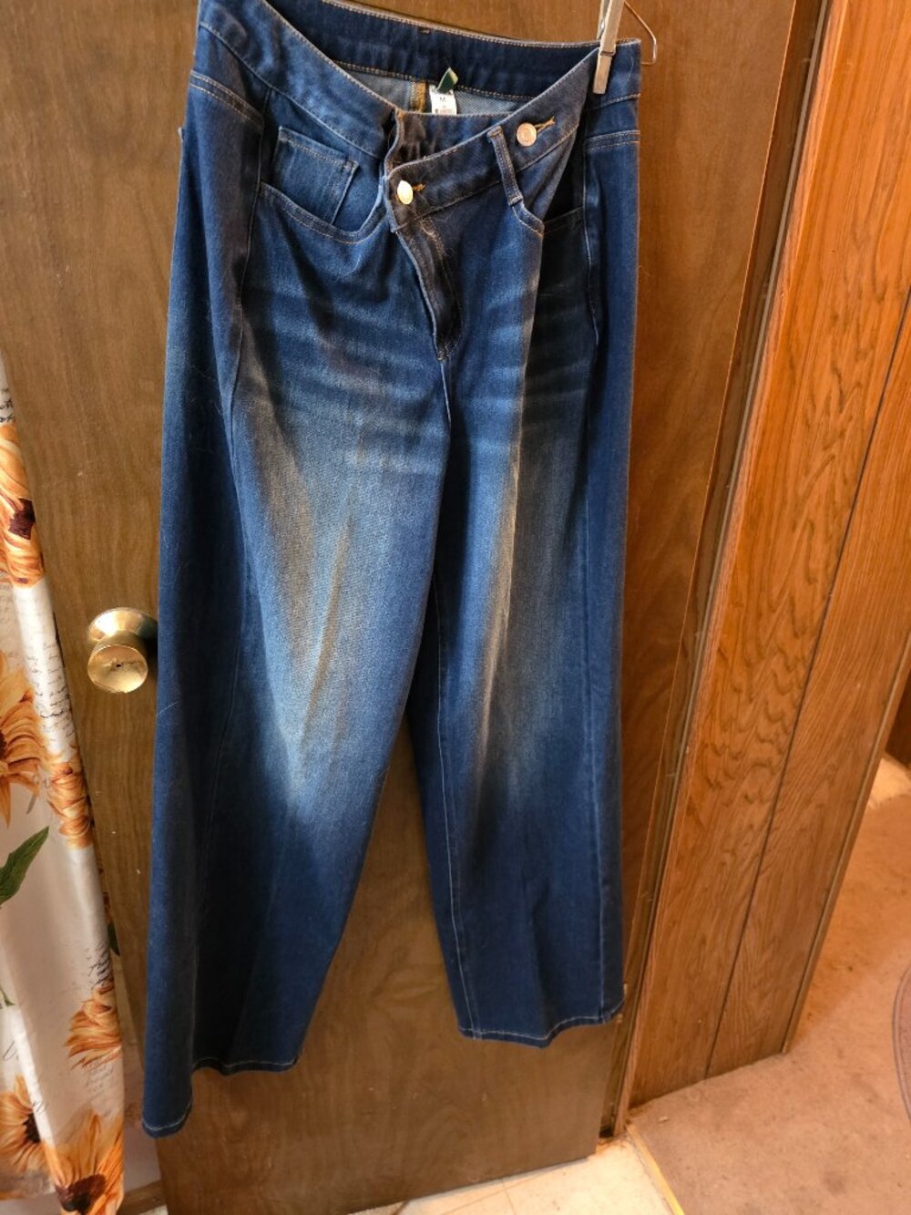 Halara Flex Asymmetric High Waist Baggy Jeans W/Pockets Estate Blue M Tall